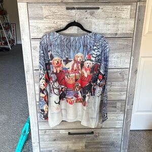 Festive Dog Print Sweater - Multicolor